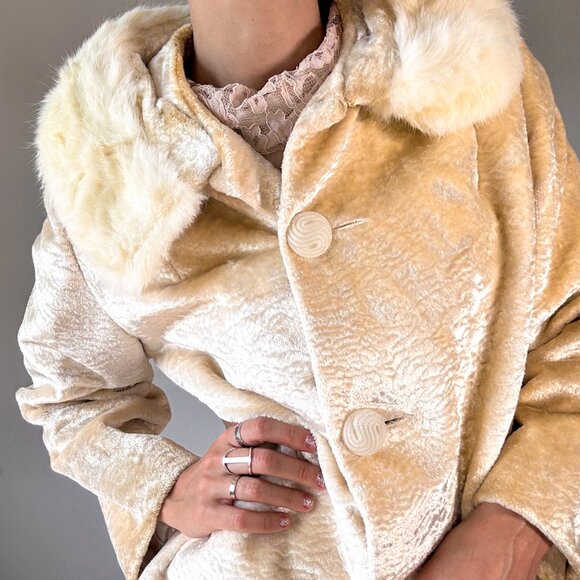 Vintage Mink Collar 3/4" Coat in Cream Size small - Picture 6 of 10